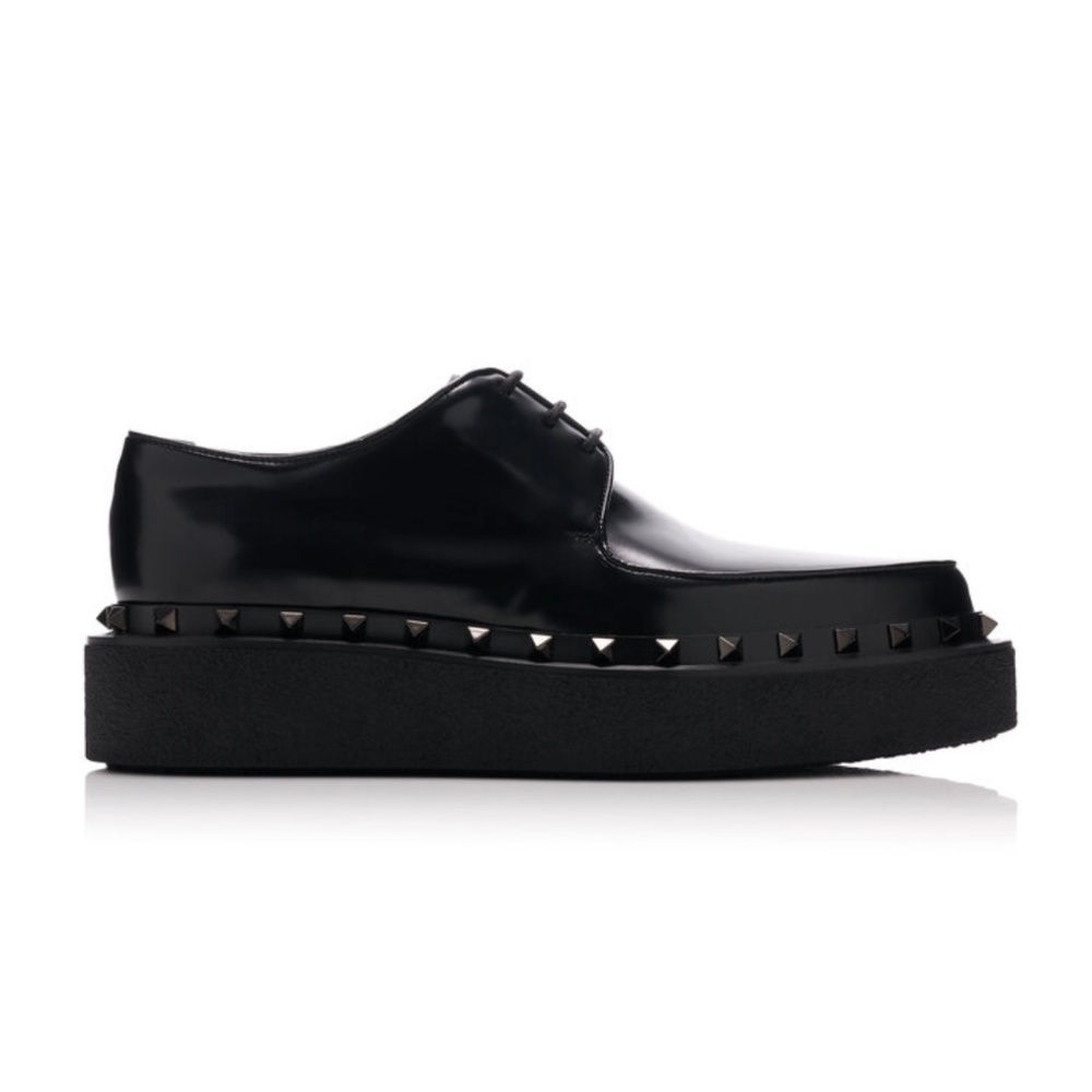 Valentino Garavani Leather Rockstud Platform Derby Platform Loafers - size 38